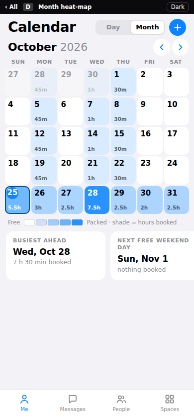 Month heat-map phone screenshot