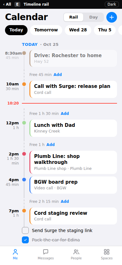 Timeline rail phone screenshot