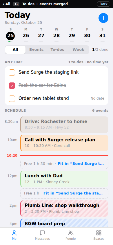 To-dos + events merged phone screenshot