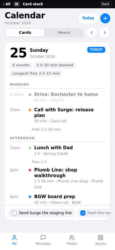 Card stack phone screenshot